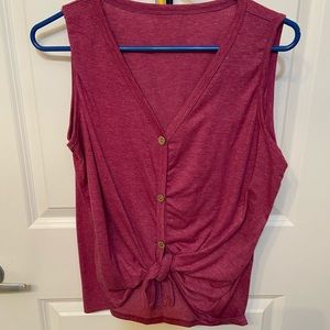 Pink front tie tank top